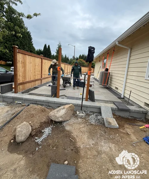 Contemporary Patio, Retaining Wall & Sod Renovation in Snohomish 